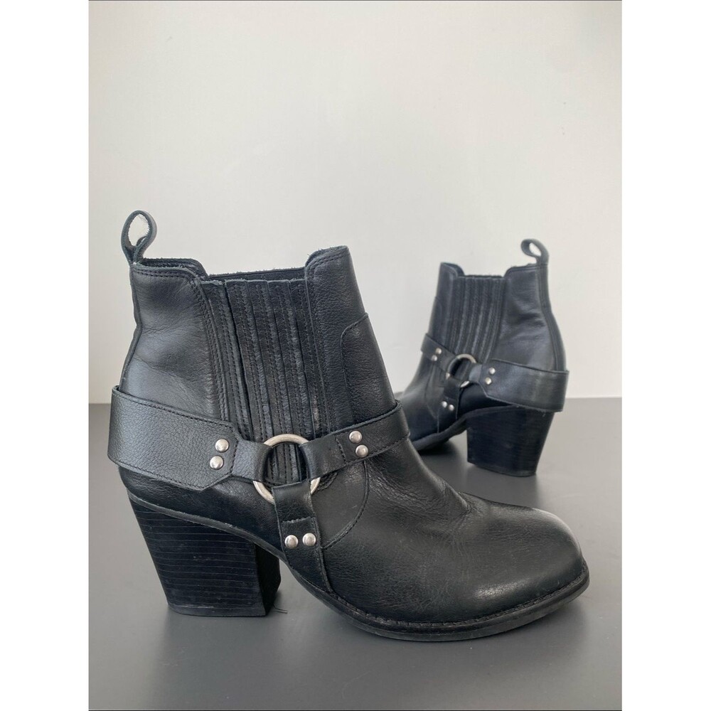 Matisse Jasmin Harness Ankle Booties Sz 7 Leather Moto Biker Western Rock Chic